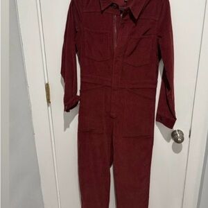 Madewell Women's Burgundy Jumpsuit size large corduroy